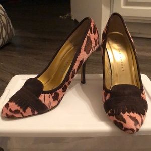Martinez Valero Pink Leopard Pony Hair heels size8